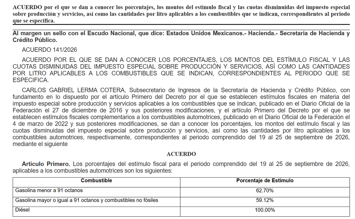 GMonroyEnergy's tweet photo. En otros datos no menos importantes, desde la sigueinte semana @Hacienda_Mexico va a empezar a subsidiar el precio del diésel.

Ojo, no solo ya no cobra el 100% IEPS (el estímulo fiscal), sino que lo subsidiaría con $1.8361 /litro (estímulo complementario) https://t.co/C6Yg1x2nMU