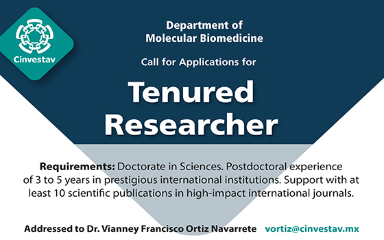cinvestav's tweet photo. 🚨 PLAZA DE INVESTIGACIÓN 🚨
Para investigador o investigadora en Biomedicina Molecular

Cierre 30 noviembre
📨 vortiz@cinvestav.mx
🔗 https://t.co/uMbQlXNGOl https://t.co/os9e4Otwae