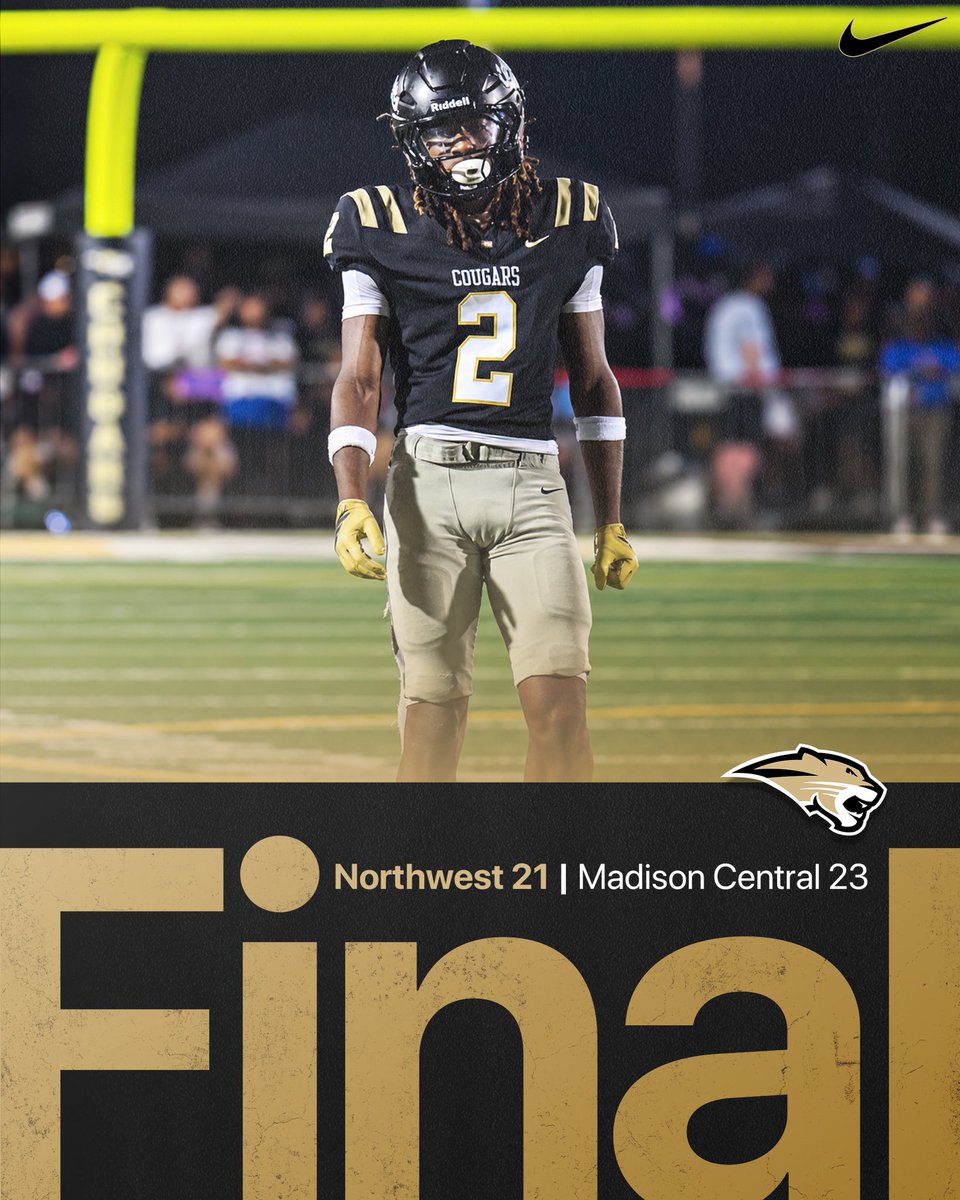 NWRCougars's tweet photo. | FINAL |

The Cougars come up short on the road at Madison and fall to 2-2 on the season. They host Brookhaven for Homecoming 2026 next Friday at 7pm. https://t.co/wSxXgHNlah