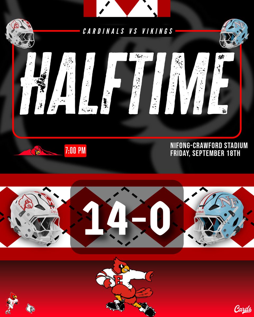 ES_Athletics's tweet photo. Halftime from North Forsyth. Cards 14, Vikings 0. #GoCard https://t.co/SZSEMg3zlu