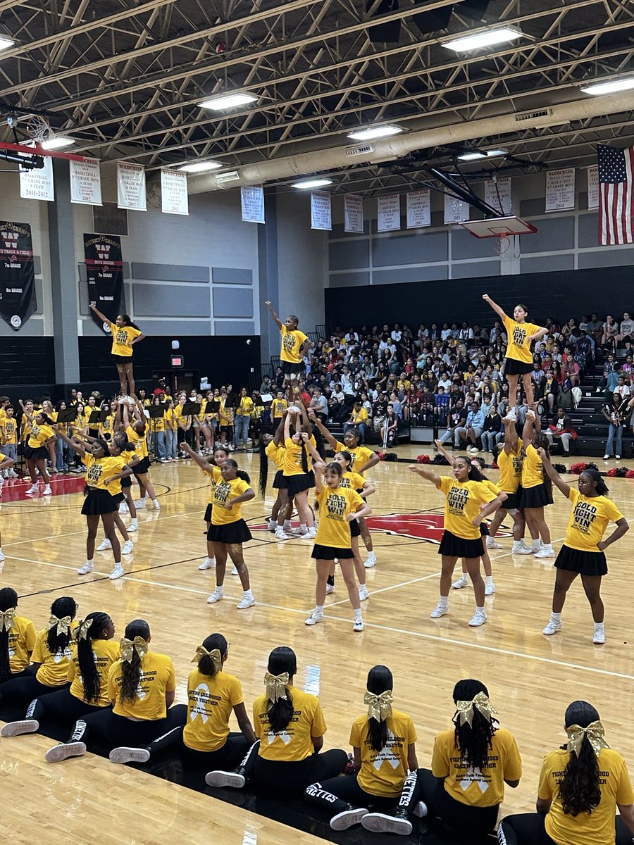 HumbleISD_WMS's tweet photo. Super fun pep rally today at WMS. We have some super ELITE staff and students, special thanks to Coach Graham, WMS Band, Lionettes, Starlettes and WMS Cheer for showcasing your skills! ELEVATE! 
#BeEliteWMS https://t.co/RZQP3vP2ij