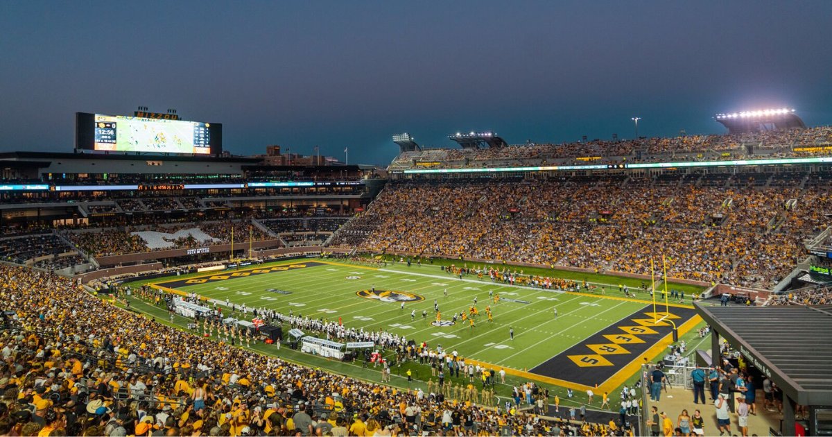 VisitMO's tweet photo. The new North End Zone is already undefeated! 🐯 

Mizzou opened its 100th season at Memorial Stadium with a win, so there’s no better time to don the black and gold. 

Going to the game tomorrow? Tag me in your game day festivities!

— Mo 

🏷️ @VisitColumbiaMO, @MizzouFootball https://t.co/AVXhNa6B5z