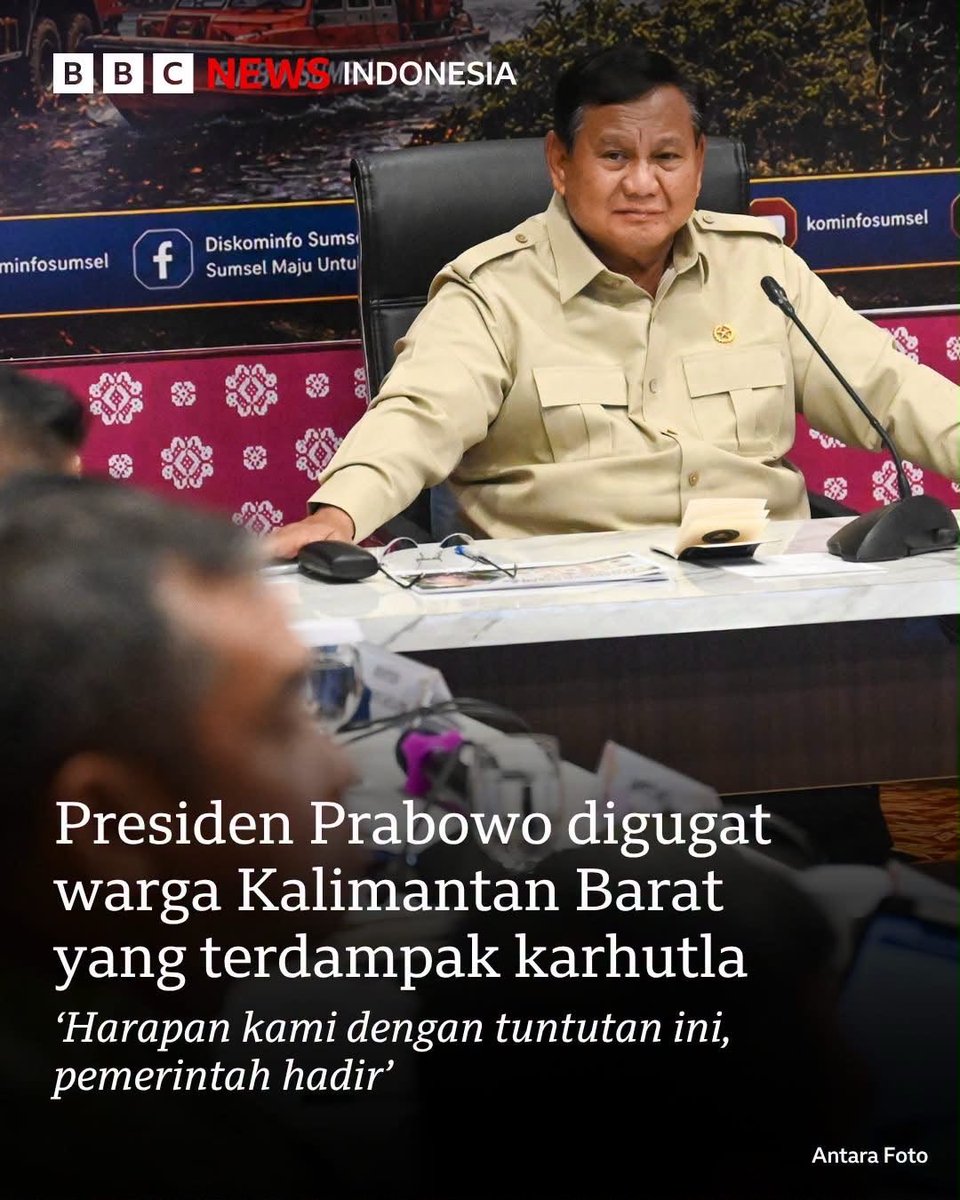 JHPrabowo_on_X's tweet photo. Presiden Prabowo digugat secara perdata oleh Tim Hukum Nafas Kalimantan Barat (Kalbar) atas dugaan perbuatan melawan hukum dan kelalaian dalam mencegah, menangani, serta memulihkan dampak karhutla. 

Wakil presiden, sejumlah menteri, gubernur Kalimantan Barat dan jajarannya, para bupati, serta beberapa lembaga, seperti kepolisian dan badan penanggulangan bencana, juga menjadi pihak tergugat.

Pihak tergugat dinilai belum optimal menangani masalah ini, menurut Sisilius Rami, warga yang menggugat.

Padahal pada 2019 lalu, “bencana” serupa pernah terjadi dan seharusnya, kata Sisilius, pemerintah lebih tanggap dan bisa menyelesaikan masalah dengan baik.

“Harapan kami, dengan tuntutan ini pemerintah hadir dalam melihat kerugian masyarakat, pendidikan, dan ekonomi,” ujarnya. 

https://t.co/lDiLwOn2YK