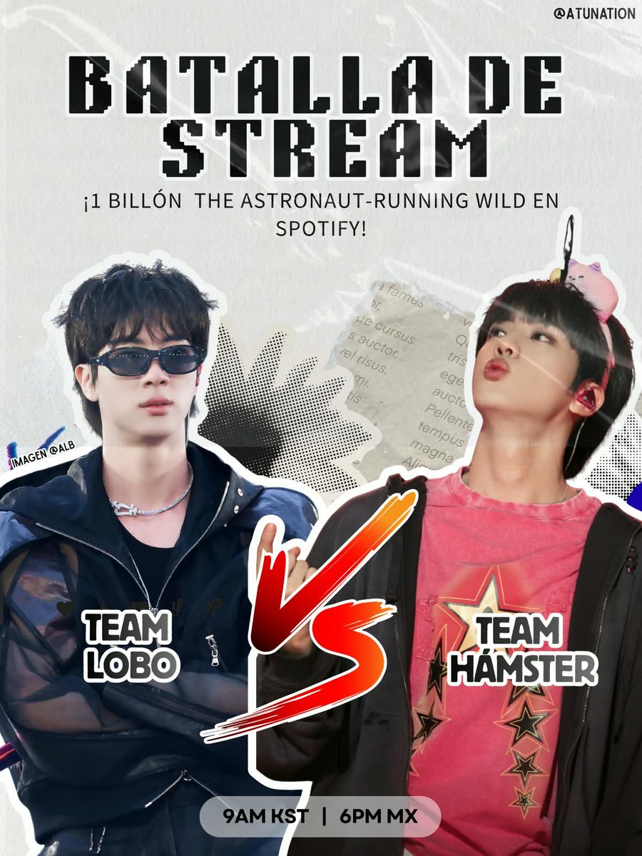 jinelsalvador's tweet photo. 🔥 BATALLA DE STREAM

🐺 TEAM LOBO: https://t.co/rgO09kR9hb

VS

🐹 TEAM HÁMSTER: https://t.co/4gvls30FHu

Vamos por 1 BILLÓN de streams para The Astronaut + Running Wild en Spotify.

¿Ya elegiste tu team?
Comenta tu captura y dinos de qué lado estás.

¡Dojeon! 💥

#TeamLobo #TeamHámster #방탄소년단진 #진 #BTSJIN #JIN