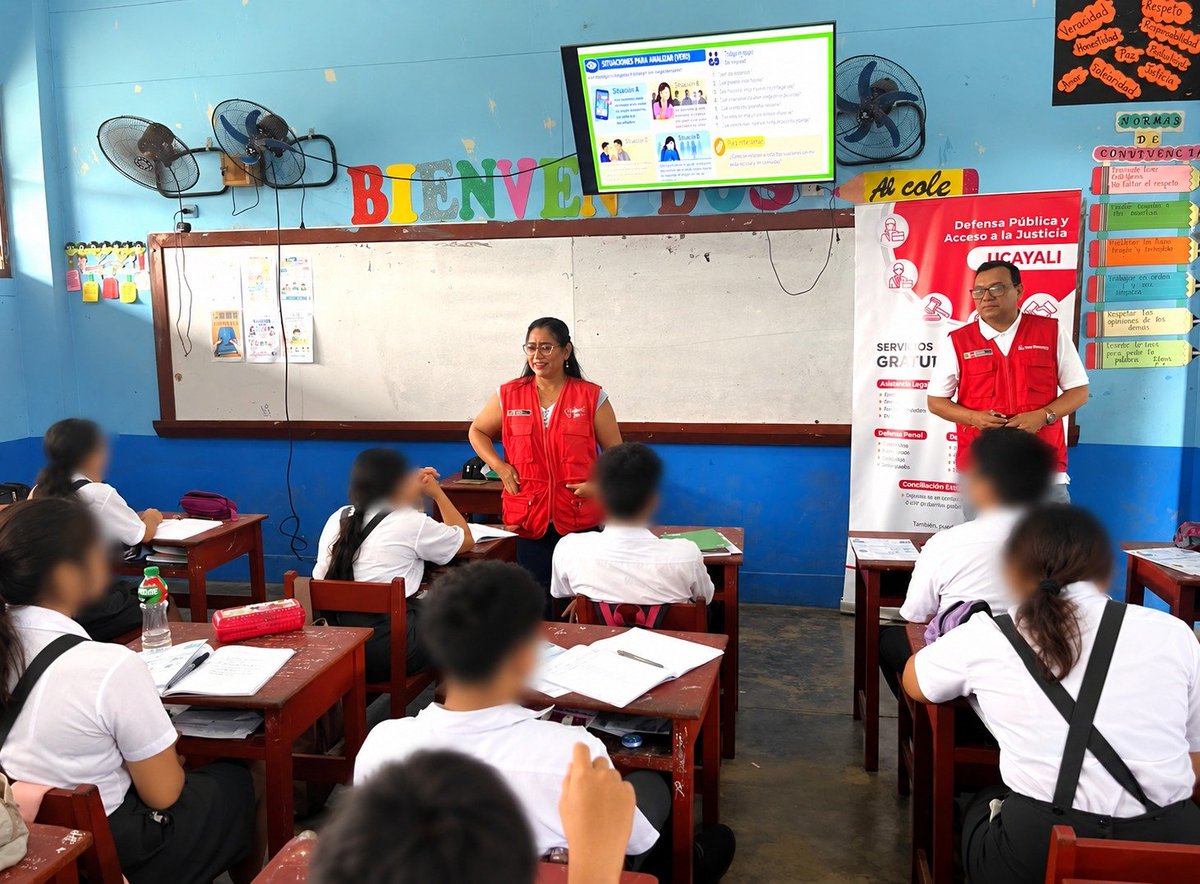 MinjusDH_Peru's tweet photo. Para promover una sana convivencia escolar y combatir el bullying, la #DefensaPública brindó charlas informativas a más de 230 estudiantes de la I.E. La Inmaculada de Pucallpa, en las que se les orientó sobre el conocimiento de sus derechos, y las vías para acceder a atención legal especializada ante todo tipo de violencia.

📃 #NotaInformativa
