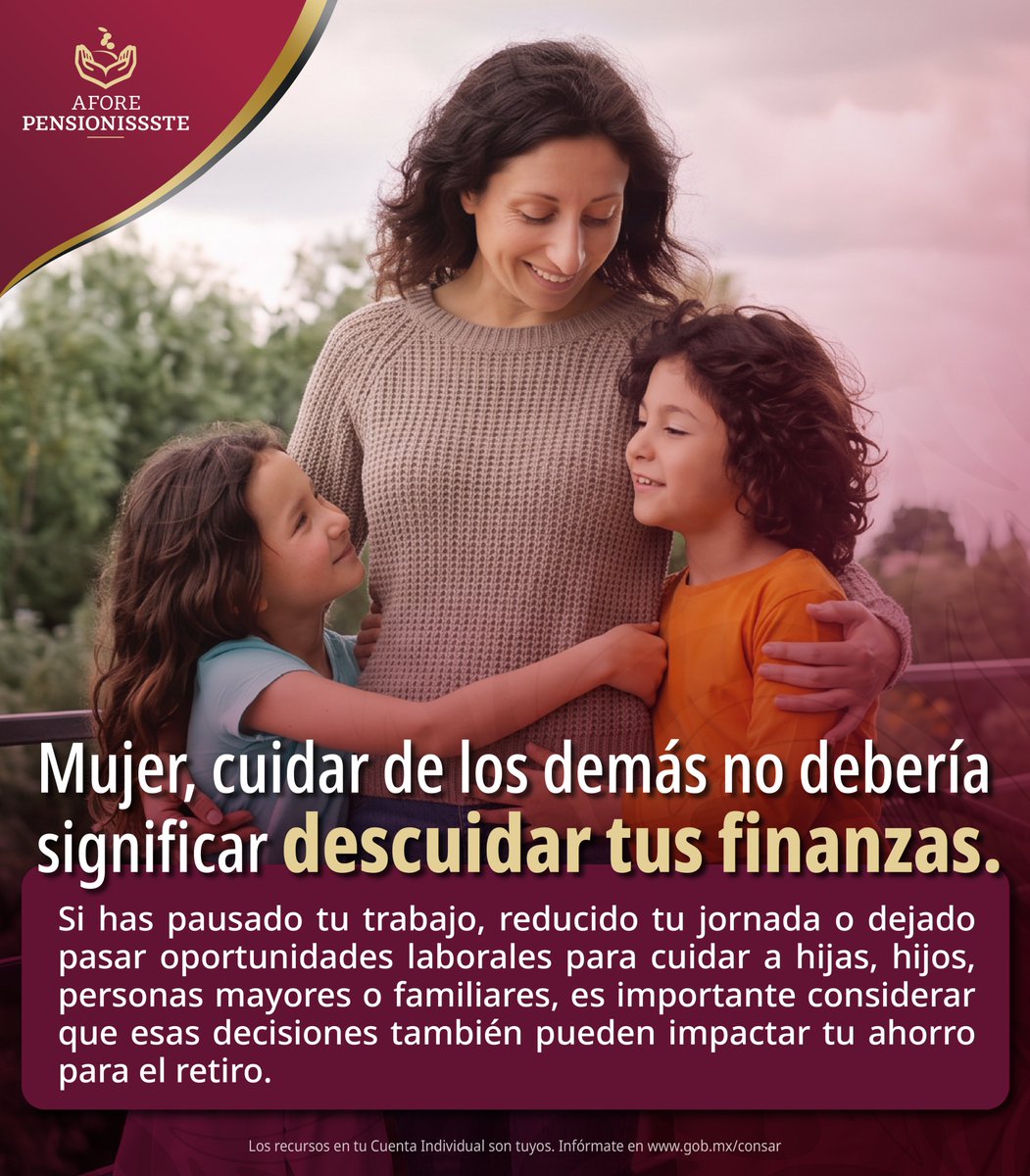 PENSIONISSSTE_'s tweet photo. 💜 En AFORE @PENSIONISSSTE_  impulsamos el Ahorro Voluntario como una herramienta para fortalecer la autonomía financiera de las mujeres y sumar a su retiro.

Cada aportación, de acuerdo con tus posibilidades, cuenta. 💚

Cuidar tu ahorro también es cuidar de ti.

👉 Empieza hoy a fortalecer tu ahorro para el retiro con Ahorro Voluntario.

#AhorroVoluntario #MujeresYFinanzas #InclusiónFinanciera #AFOREPENSIONISSSTE