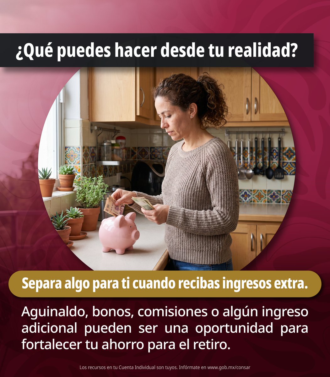 PENSIONISSSTE_'s tweet photo. 💜 En AFORE @PENSIONISSSTE_  impulsamos el Ahorro Voluntario como una herramienta para fortalecer la autonomía financiera de las mujeres y sumar a su retiro.

Cada aportación, de acuerdo con tus posibilidades, cuenta. 💚

Cuidar tu ahorro también es cuidar de ti.

👉 Empieza hoy a fortalecer tu ahorro para el retiro con Ahorro Voluntario.

#AhorroVoluntario #MujeresYFinanzas #InclusiónFinanciera #AFOREPENSIONISSSTE