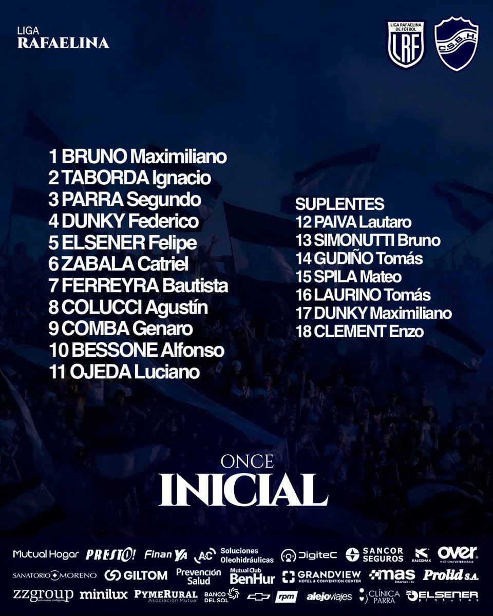 clubbenhur's tweet photo. ⚽️ #LRF. Desde las 21:30hs, #BenHur disputará una nueva fecha del Torneo Clausura. En San Vicente, la #BH enfrentará a Brown. Estos son los 18 del #Lobo.

🔴 ¡EN VIVO!
📲💻 San Vicente y Región Noticias
https://t.co/6m4zNmgmDA

#VamosBenHur 🔵⚪🔵 https://t.co/NOTyj3WOAz