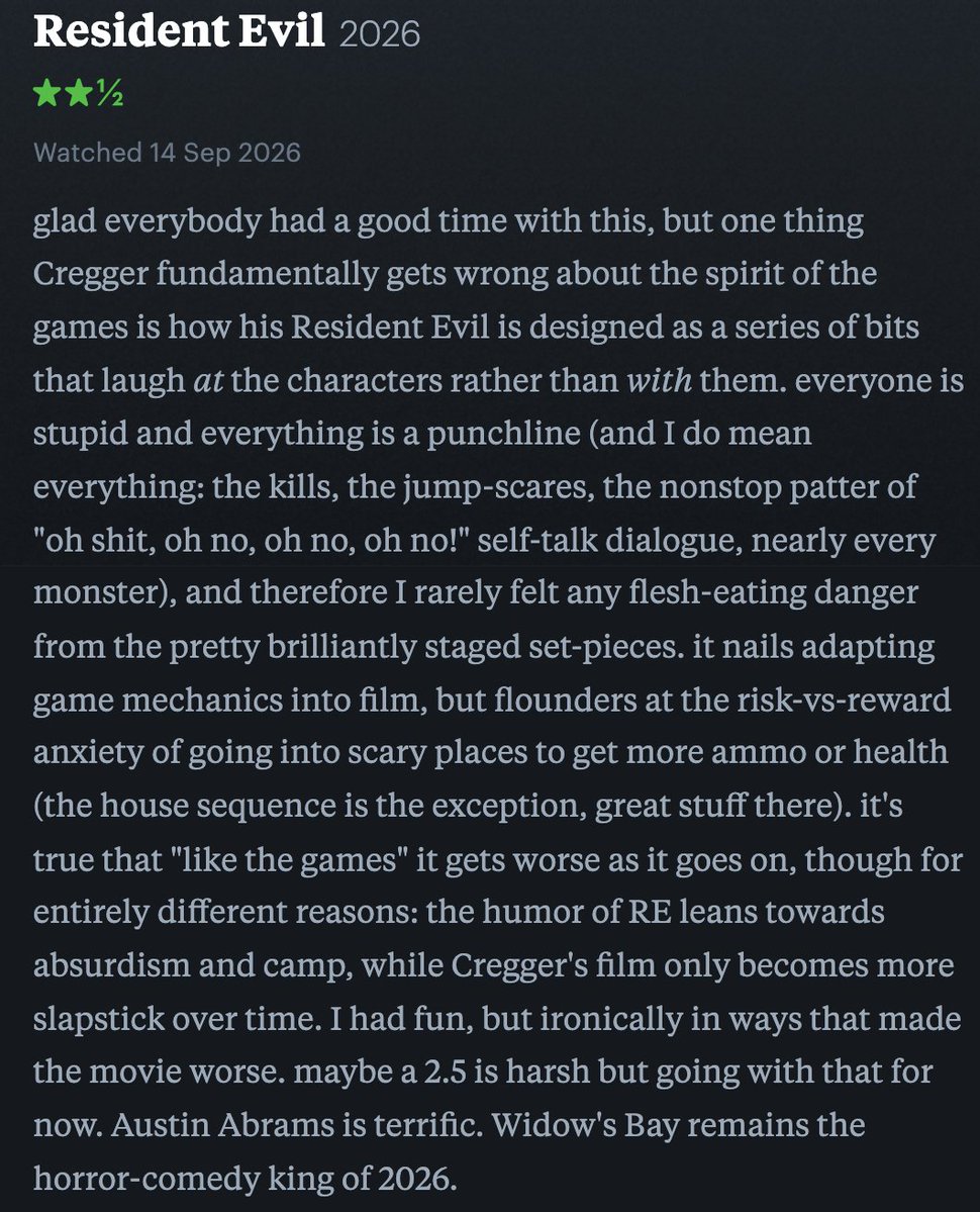 metaplexmovies's tweet photo. I wish I loved RESIDENT EVIL, a horror comedy where the stakes are eaten alive by Cregger's desire to turn everything into a bit https://t.co/qC9EhEtTxC