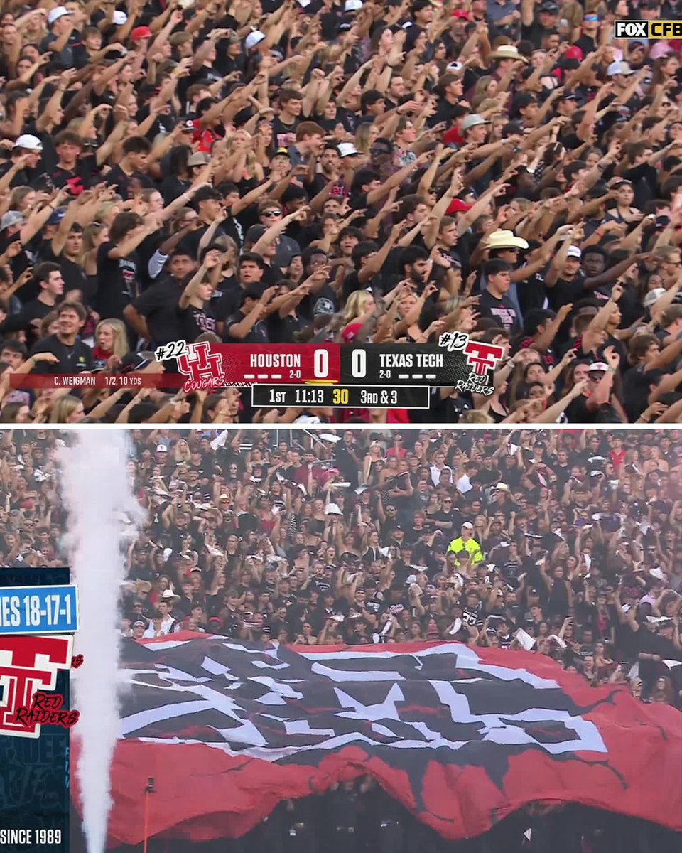 YahooSports's tweet photo. The Texas Tech student section is LIT 🔥 https://t.co/Aq9aLVV5wz