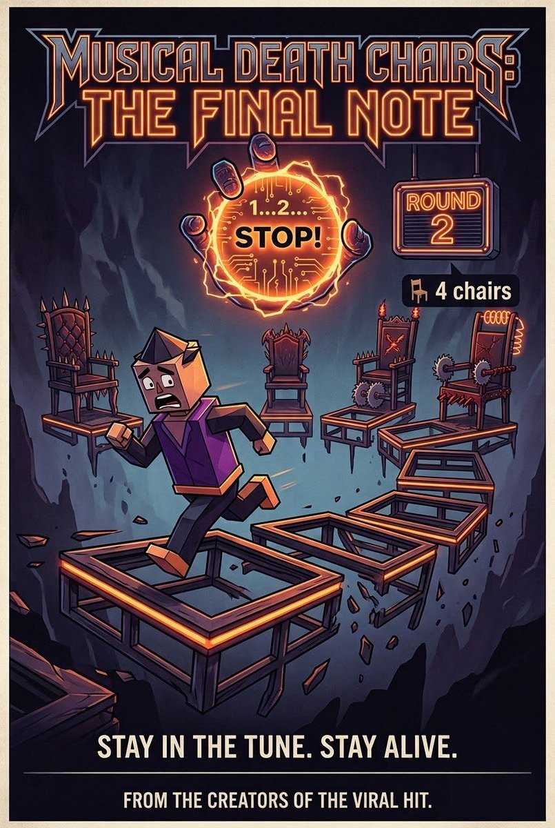 ChronoStagsGame's tweet photo. Musical Death Chairs

Th e wrong chair could end your life. 

🪑 https://t.co/Hhf136aVZN 🪑 https://t.co/SICqF7LFt0