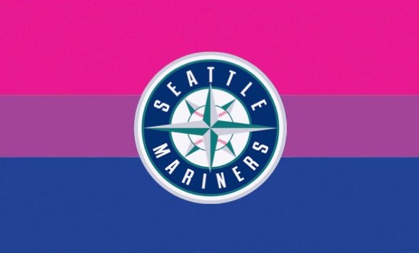 marxiners's tweet photo. flag for bisexuals who love the seattle mariners https://t.co/97PYn49JD5
