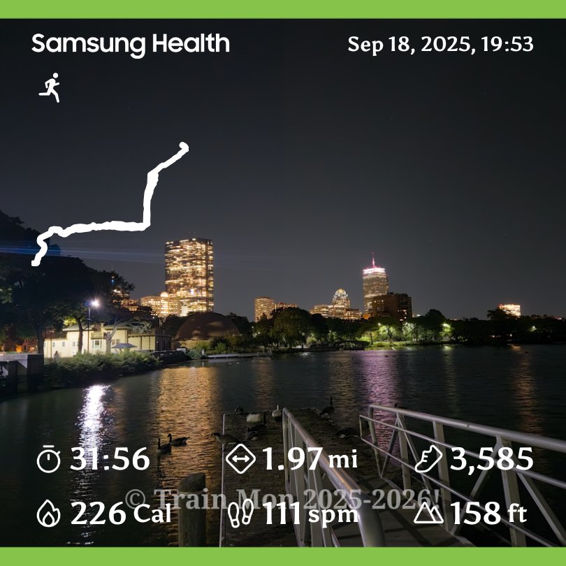 thetrainmon's tweet photo. #GoodEvening #Boston #CambMA! 1.97 Miles #running! #fitfather/#healthydaddy/#dadbod/#fitboss #thisis44 #fitover40 #urbanlife #urbanfitness. Personal #runoutside #runstreak Day 4137! #stillstreaking #runwithnature #irunoutside #runeveryday #realnewenglander. #fitforlife #fit4life https://t.co/c4gw6Jbuz0