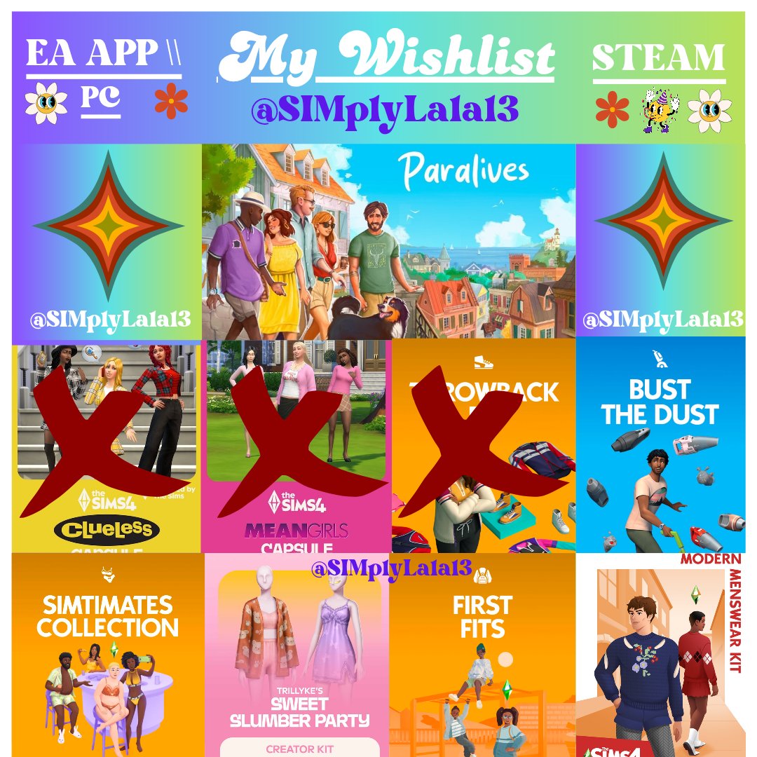 SIMplyLala13's tweet photo. My (Updated) Wishlist
EA App-PC -Steam
ID: SIMplyLala13
#Sims4Wishlist #Wishlist https://t.co/ZPplI1cDpp