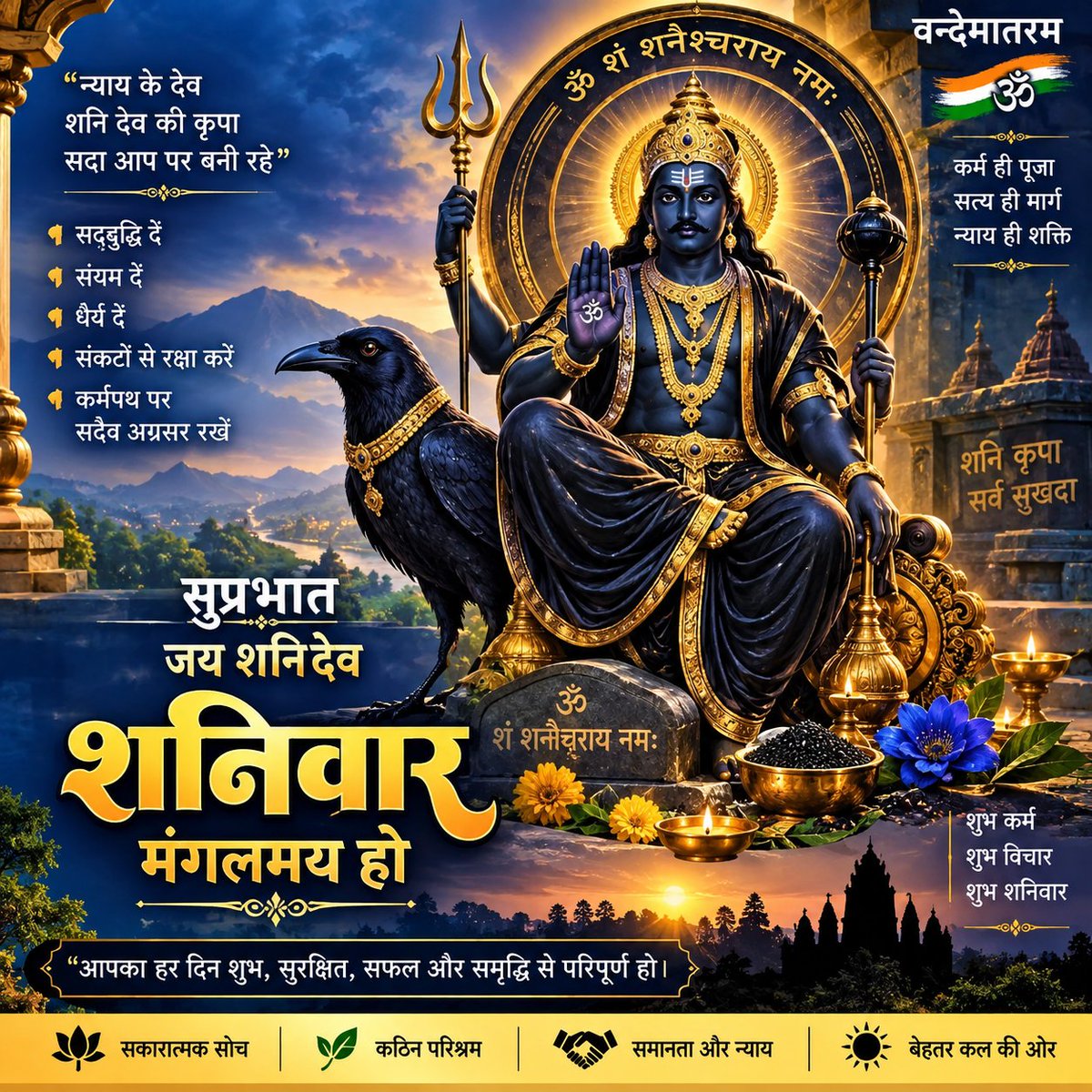 Amitkv's tweet photo. सुप्रभात 🙏
जय शनिदेव 🚩
वन्देमातरम् 🇮🇳

शनिदेव की कृपा से जीवन में सत्य, संयम, न्याय और सद्कर्म का प्रकाश बना रहे।
आपका शनिवार मंगलमय, सुखद, स्वस्थ एवं समृद्ध हो। 🙏🌹

#शनिदेव #शनिवार #सुप्रभात #जयशनिदेव #वन्देमातरम् #शुभशनिवार #Sanidev #Saturday https://t.co/TQiKJMsRb9