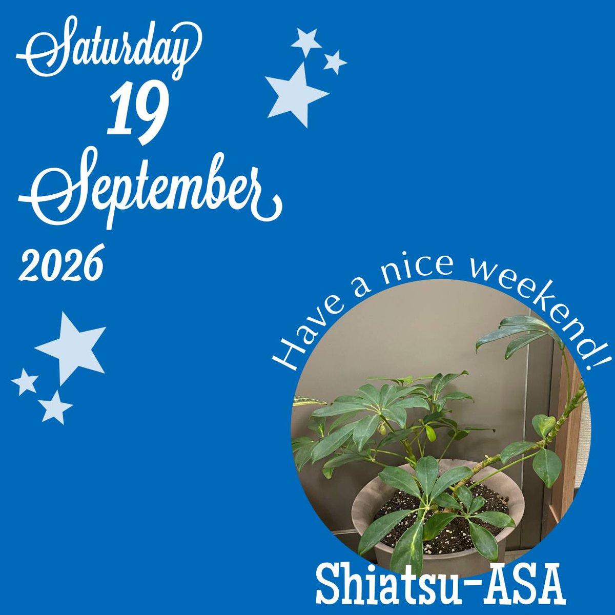 ASA_akabane's tweet photo. おはようございます！
今日から連休という方も多いでしょうか
関東は雨が降りやすいようです
折り畳み傘をお持ちになると安心ですね
お休みの方もお仕事の方も
どうぞよき週末を✨

指圧ASAオープンしております👍
本日もご予約ありがとうございます
☎️070-3994-2830

#指圧ASA #赤羽 #指圧 https://t.co/w46MtNstBk