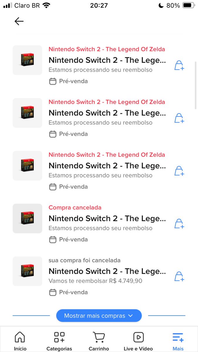 swagmcbolo's tweet photo. @pablittomagno Na mesma aqui. Minha compra foi às 19:59 e foi cancelada. Depois só ladeira abaixo irmão. https://t.co/o67aY1JVw9