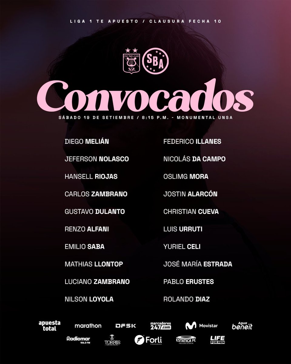 sportboys's tweet photo. Estos son los convocados para enfrentar a FBC Melgar en la Fecha 10 del Torneo Clausura 2026. 🏟️

🎟️ Compra tus entradas virtuales, Tribuna Rosada VIP y banderola en https://t.co/DHSYPbhO3N

#VamosBoysTodaLaVida https://t.co/IvybickMud
