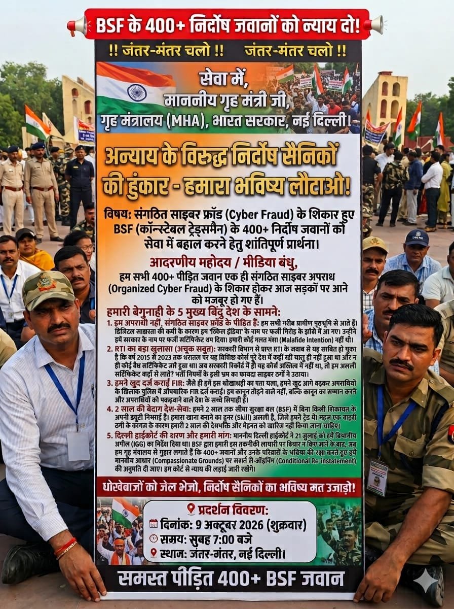 GautamK68847476's tweet photo. #BSFTradesmanRejoining 
400+ bsf jawaano ki guhaar https://t.co/XhxhZRvbHR