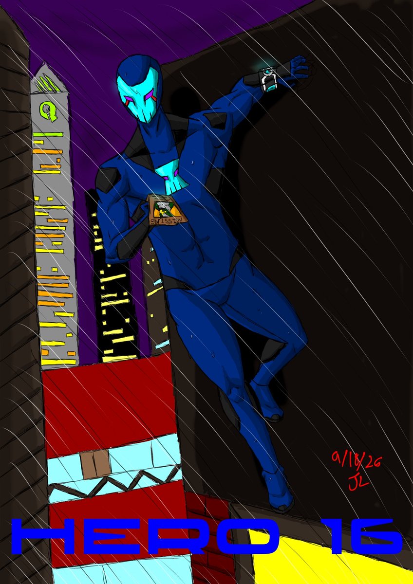 NekoMeowster's tweet photo. Completed drawing of Dante/ Hero 16's new suit. The Slayer 16 version 2 suit. I don't own this character. He belongs to a friend. #Ben10OC #Ben10AU #Ben10Omniverse #Superhero #Scifi #Scififantasy https://t.co/GXNl6v3niU