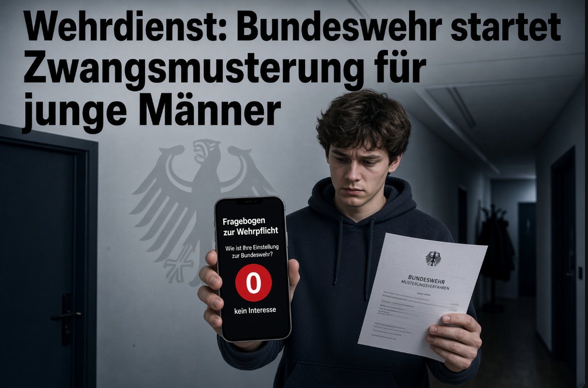 HelpMe_de_UG's tweet photo. 💥💥💥Überraschung💥💥💥 Jetzt gibt es die  Zwangsmusterung💥💥💥 nix mehr freiwillig.💥💥💥
Hier die Kurzfassung:
Die Einladung flattert auf jeden Fall ins Haus.
Ihr kreuzt die 0 an. Klare Ansage. Kein Bock. Kein Soldat. Kein Helm. Kein „Vaterland ruft“. 
Wer die 0 ankreuzt und glaubt damit wäre das Thema erledigt. Fehlanzeige, dass ist der neue Deal.
Komm vorbei, zieh dich aus, lass dich durchleuchten, Hörtest, Sehtest, Griff in die Hose inklusive. 
Erst der Pflichtfragebogen („sonst Bußgeld“), dann die freiwillige Skala von 0 bis 10, und wer ehrlich 0 sagt, gilt trotzdem als Rohstoff. 
Die Musterung ist für den Jahrgang 2008 schon jetzt Pflicht – sie wird nur noch nicht flächendeckend durchgezogen, weil die Zentren fehlen. 
Sobald ein Slot frei wird, greift man auch nach denen, die ausdrücklich Nein gesagt haben. 
💥💥💥Wer überlegt, weiß, wohin die Reise geht💥💥💥
https://t.co/BZLRHdyZRi #Grönland