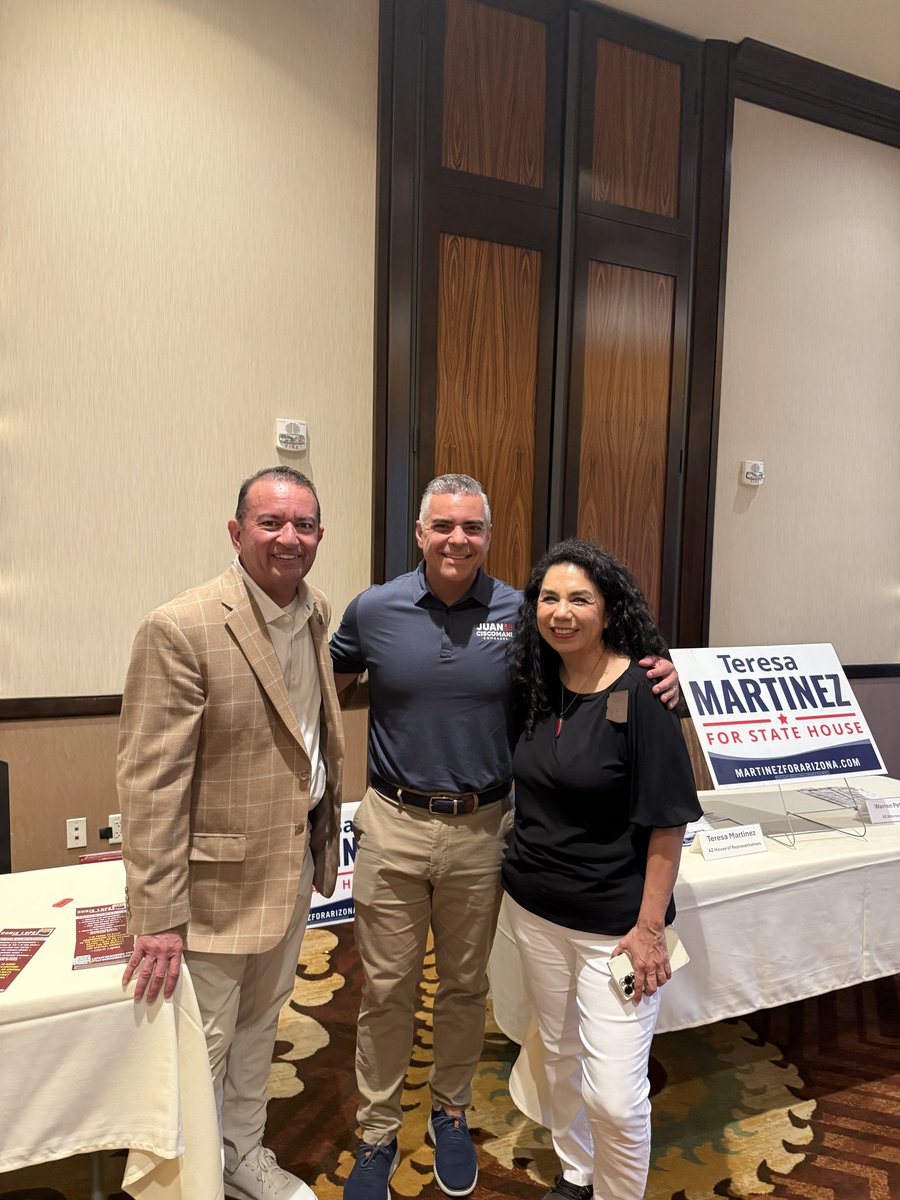 LopezForArizona's tweet photo. Had a great time at the Robson Ranch Republican Club’s Meet the Candidates event!
Always great talking with @JuanCiscomani about the future of Arizona and the issues facing our communities. #LD16 @TMartinez4AZ https://t.co/MlHYWfWFmV
