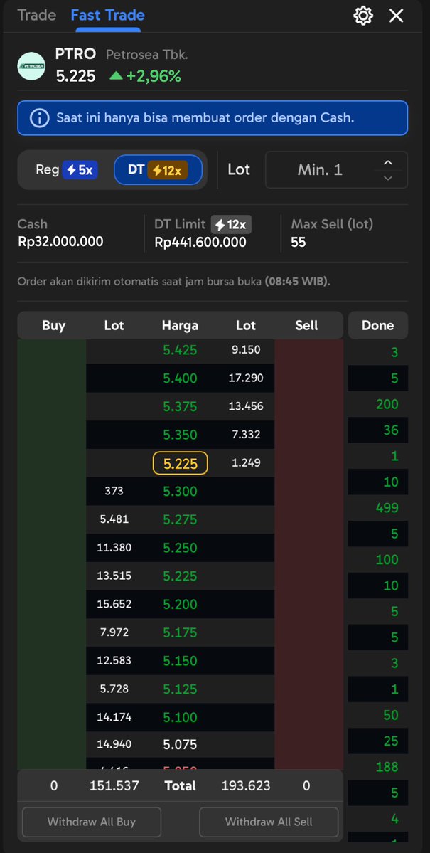 novelgustin's tweet photo. masuk di saham ptro rasanya makin sat set. nggak usah lagi repot pindah pindah layar cuma buat ngisi form beli. tinggal sentuh angka harganya di order book, orderan otomatis nyangkut di antrean #aplikasiajaib #scalpingsaham #fasttradeajaib https://t.co/LPO13DEYIL