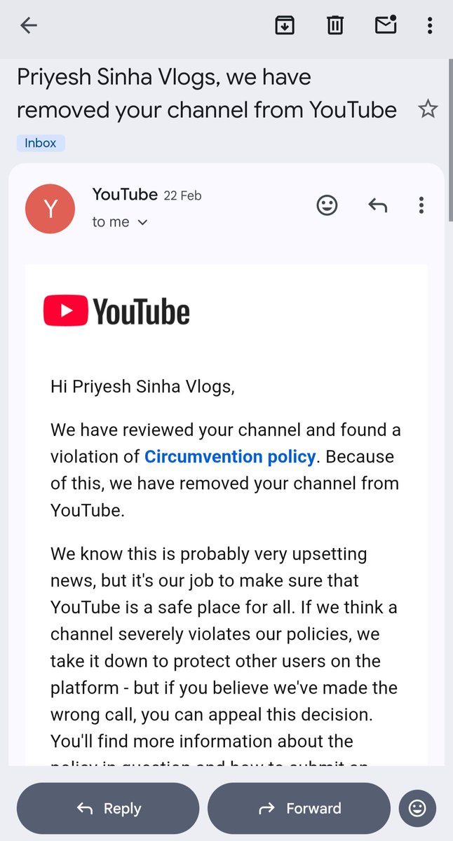 priyeshhind's tweet photo. why are you not answering us? 
Hello YouTube Team, I keep receiving the same automated response saying that my previous appeal was recently denied. However, I believe my case needs a genuine human review 🙏
@TeamYouTube @YouTubeIndia

https://t.co/LjhZcD2nTJ https://t.co/VmPmD7enyw