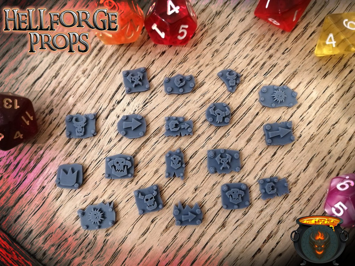 HellForgeProps's tweet photo. Teeny tiny 10mm Ork Glyphs for kitbashing da boyz. A fun custom order on it's way! ❤️‍🔥 

I provide professional 3D modelling &amp; printing services for tabletop games, drop me a message ❤️‍🔥

#warhammercommunity #ttrpg #40k #tabletopgames #wargaming #indie28

🔥 https://t.co/r8jq1tlGkG https://t.co/UmbR32yda7