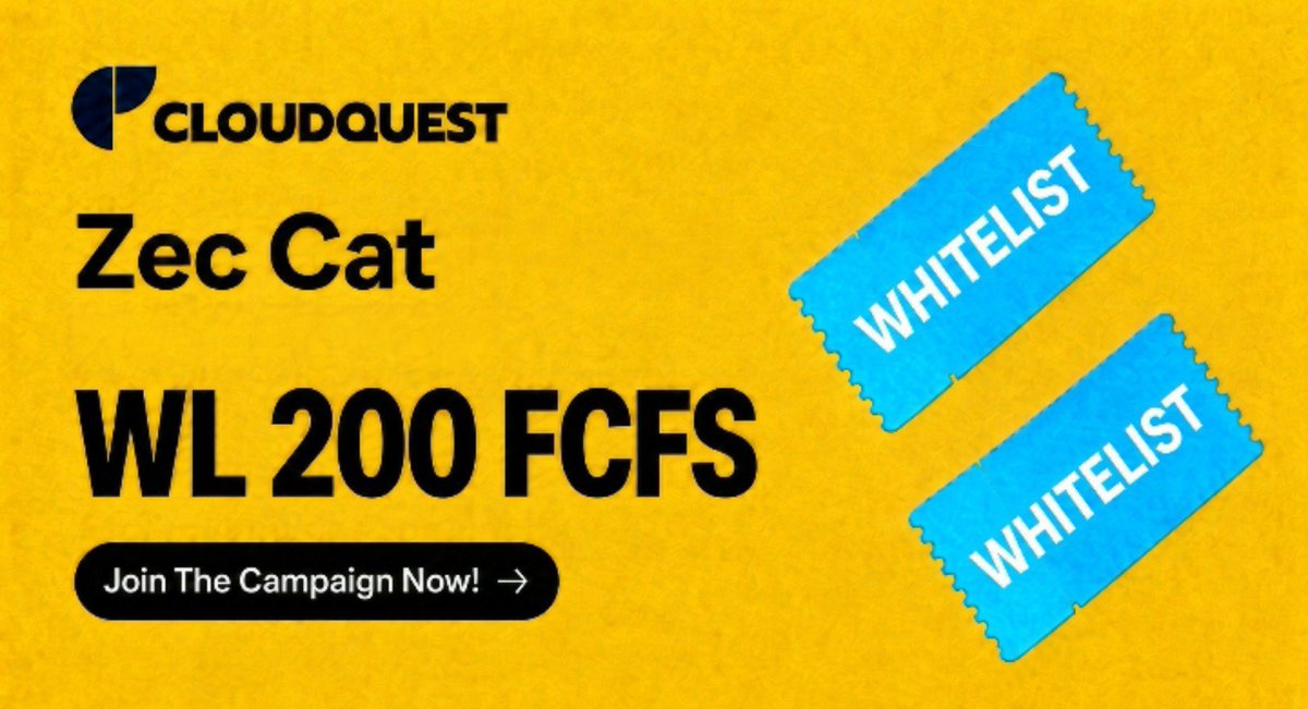 CloudquestASIA's tweet photo. @Zeccatnft Whitelist is live on CloudQuest.

200 WL spots. First come, first served. Once they are gone, they are gone.

This is not a raffle and not a points leaderboard. The first 200 people who complete the quest get the whitelist.
If you want in, do it now:
https://t.co/D4xhFQtbqn

Only 200 spots. The fastest 200 get WL. After that, the campaign is closed.
