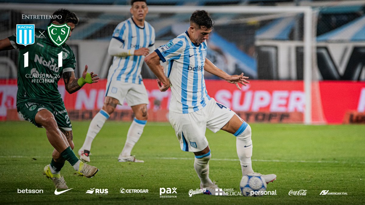 RacingClub's tweet photo. Final de la primera parte con empate. El gol de Racing fue de Gonzalo Escudero. https://t.co/TBWLrdr2xE