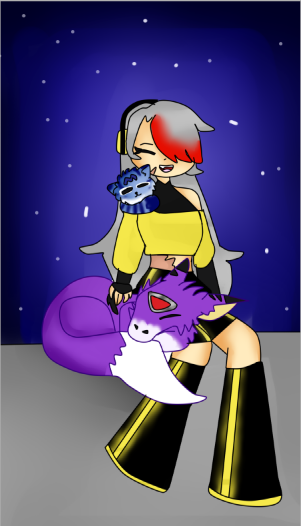 chicastar133's tweet photo. Un pequeño dibujo de mi Oc y algunos digimon.

#oc #digimon https://t.co/W2q3NNarAK