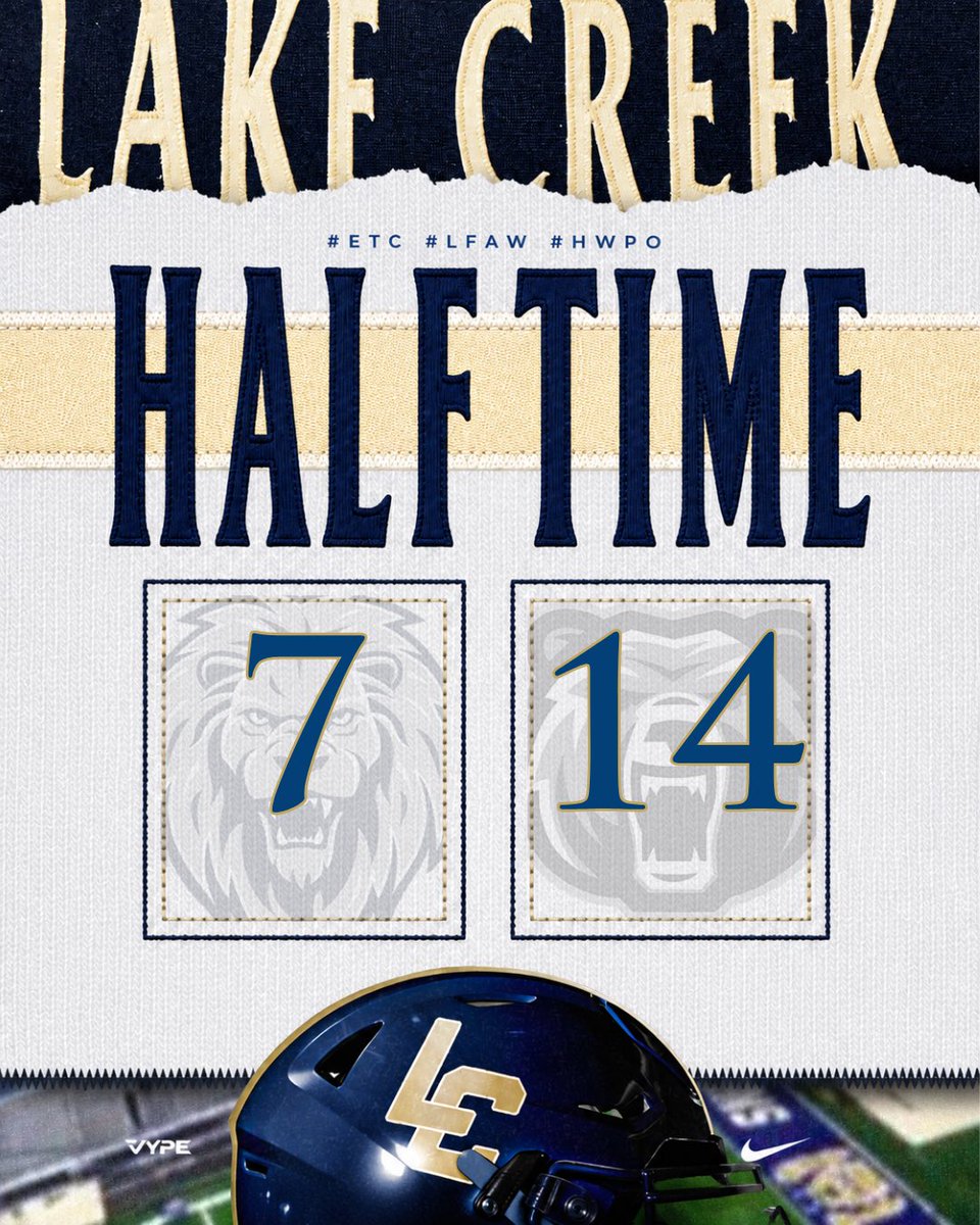 LakeCreekFBall's tweet photo. at the end of the half itβs your Lake Creek Lions 7 and THE PURPLE TEAM 14
#ETC #LFAW #HWPO #B4TT https://t.co/6pj1aJOBnw