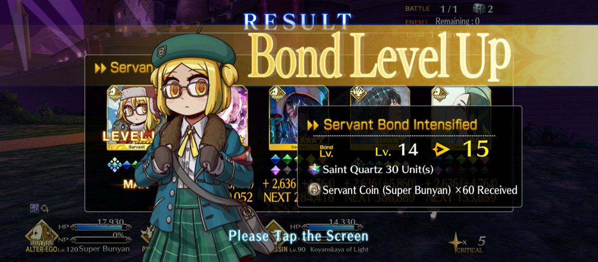 elmamut0's tweet photo. Por fin después de más de 2 años ya es Bond LV15 me siento demasiado feliz, amo demasiado a Súper Bunyan y a Bunyan, esperaré con ansias la actualización del Bond LV16 en el servidor inglés 
#fgo https://t.co/zKtJ4ui4VW
