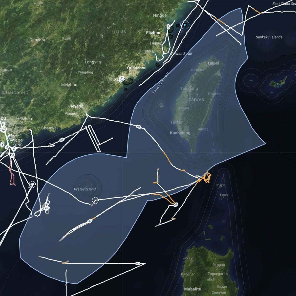 ingeniSPACE's tweet photo. PRC research vessels in Taiwan's EEZ over the last seven days and since August 1.  I am fairly certain that @TAIWANoac didn't give permission nor did @JCG_koho_en.  Data from @StarboardIntel. Want to practically implement maritime domain awareness? insights@ingenispace.com https://t.co/s6lscd7yYN