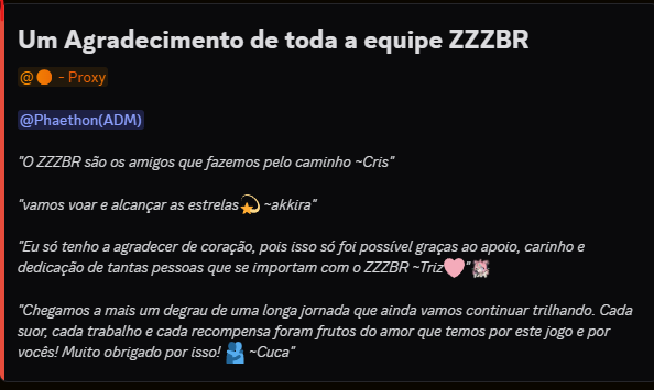 ZZZBR_OUT's tweet photo. Eu queria tirar um tempinho para pedir a vocês, para lerem os mais sinceros agradecimentos de toda a equipe de moderação do nosso Servidor!! 
Por favor leiam, foi de Coração😊
-🦊 https://t.co/4C8LGMucfc