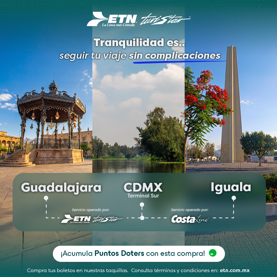 ETNTURISTAR's tweet photo. Tu ruta Guadalajara – Iguala empieza aquí. 🚍💙
Viaja con ETN + #CostaLine

🎟️ Boletos en taquillas https://t.co/jeQGSfkCTU