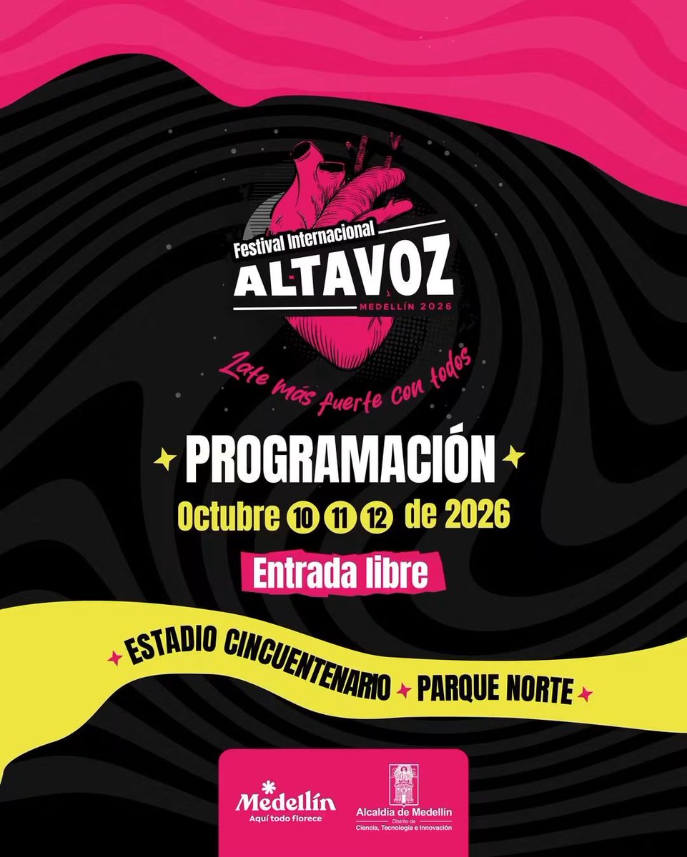 PogotaConcerts's tweet photo. Programación OFICIAL del Altavoz 

Para que se programen del 10 al 12 de Octubre en Estadio Cincuentenario - Parque Norte 

#Comparte #Apoya https://t.co/o6jaD6Z0yL