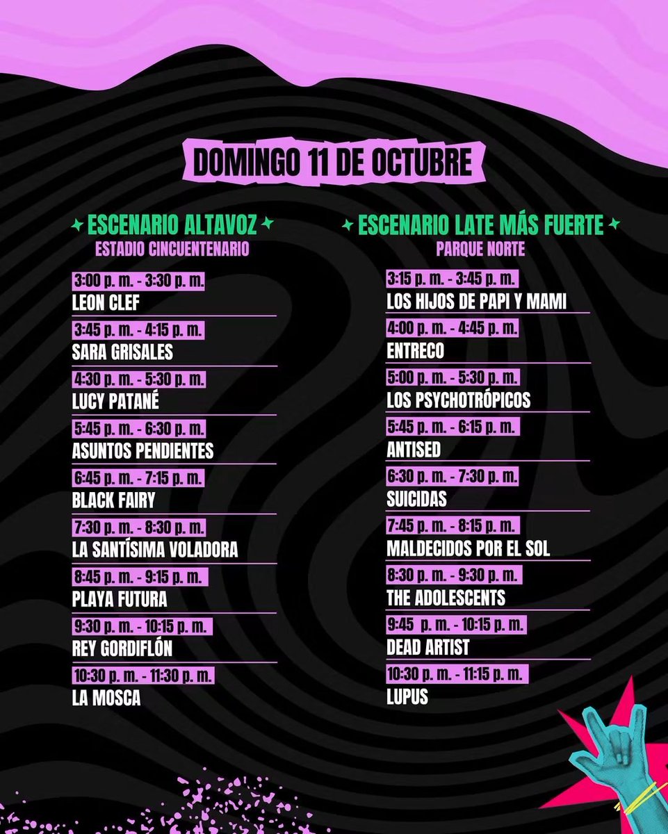 PogotaConcerts's tweet photo. Programación OFICIAL del Altavoz 

Para que se programen del 10 al 12 de Octubre en Estadio Cincuentenario - Parque Norte 

#Comparte #Apoya https://t.co/o6jaD6Z0yL