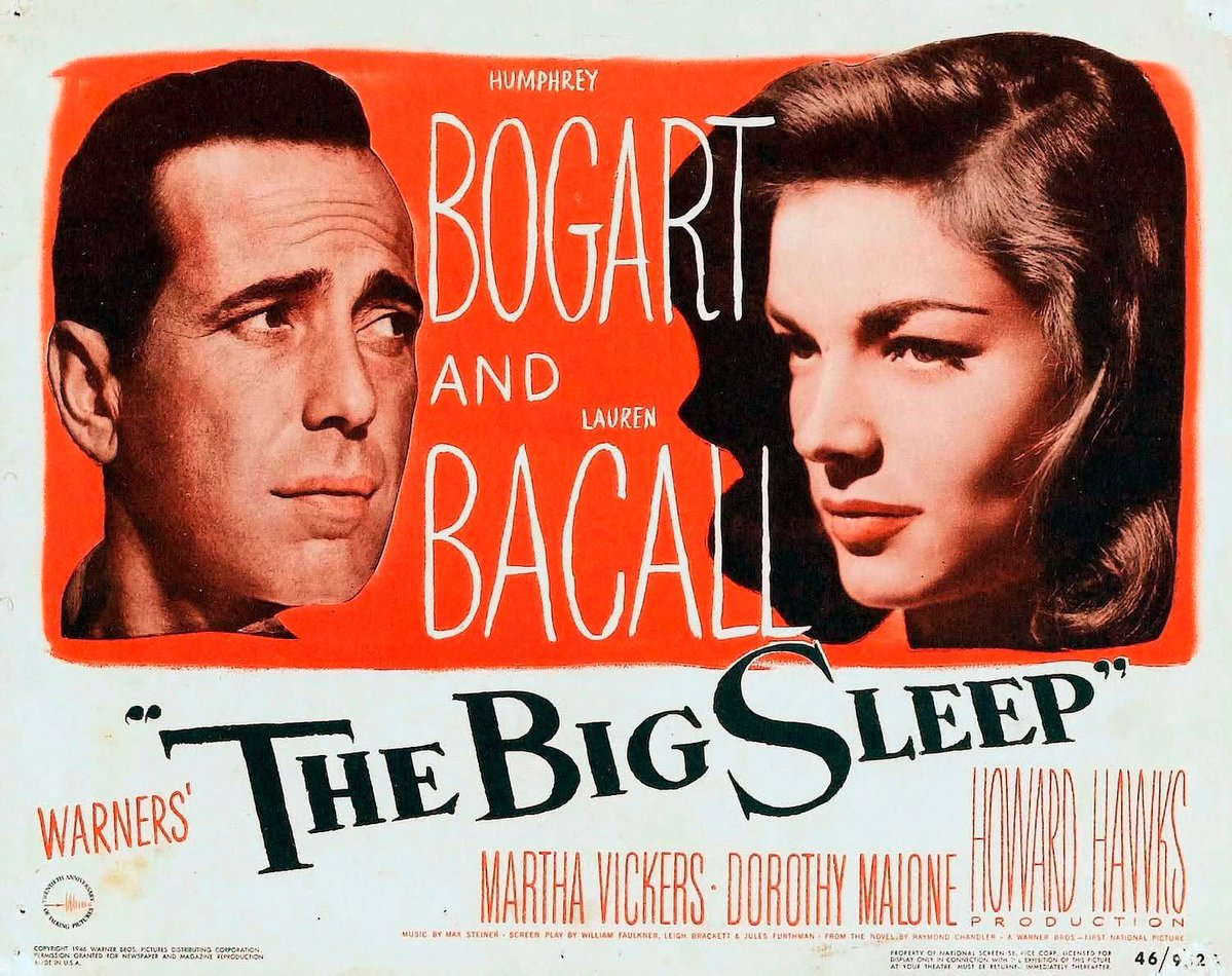 fantclassics's tweet photo. THE BIG SLEEP (1946) is pure #filmnoir perfection. Moody cinematography, razor-sharp dialogue, deliciously tangled mystery, and unforgettable chemistry between Bogart and Bacall. Stylish, sexy, witty, and endlessly entertaining. A classic that only gets better with each viewing. https://t.co/K24ACborQT
