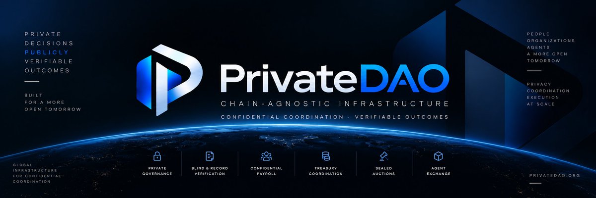 privateDAOOS's tweet photo. 🚨 Milestone 

A NEW PRIVATEDAO. BUILT FOR A NEW WORLD.
It’s official.
PrivateDAO is now on 8 ecosystems:
@tempo 
@RobinhoodCrypto
@arbitrum 
@Zcash 
@HyperliquidX 
@ethereum 
@base 
@solana 
No #bridges.
No #complexity .
Just #privacy — across #ecosystems .
The complete #PrivateDAO privacy #ecosystem is expanding across 8 ecosystems, with every network ahead as the next frontier.
This is not the finish line.
The expansion has only begun.
PrivateDAO — #Private Decisions. Verifiable Outcomes.
Visit now.
#Discover the new PrivateDAO.
https://t.co/DYqFbZ40yw