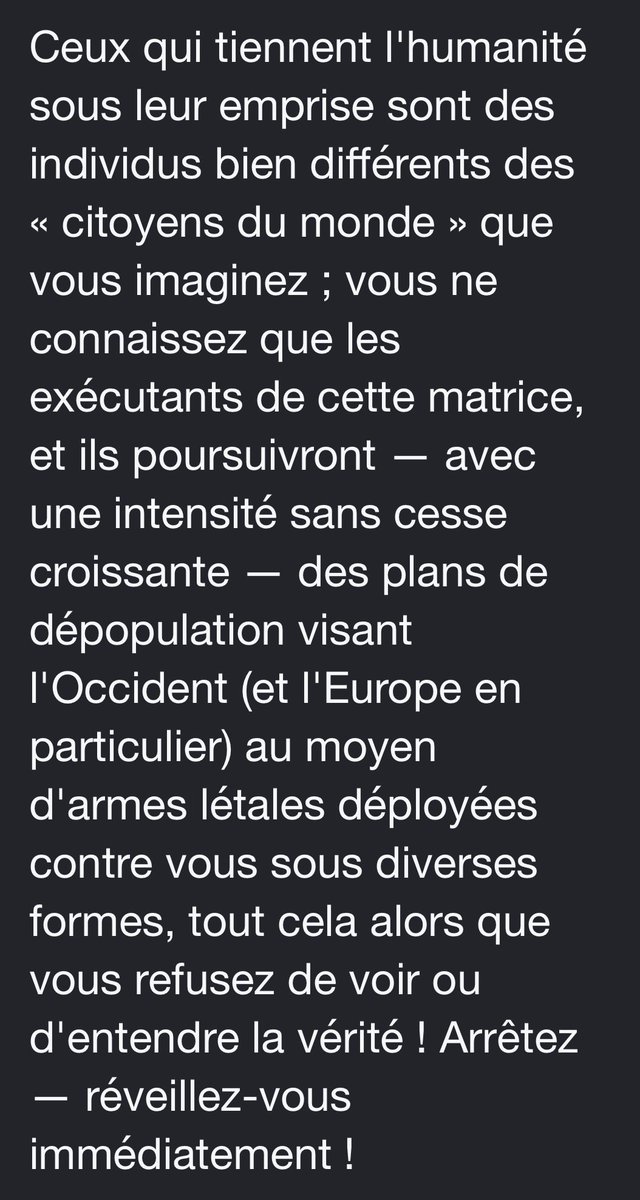 SAMCityWorld's tweet photo. @dejanirasilveir Le COVID n'était que l'apéritif du programme de dépopulation visant l'Occident,désormais,plus rien ne freine votre désintégration en Europe,par le biais d'armes bioterroristes,l'alimentation,de l'eau et de l'euthanasie obligatoire,etc à moins que vous ne réagissiez immédiatement! https://t.co/bDbdOSh3ck
