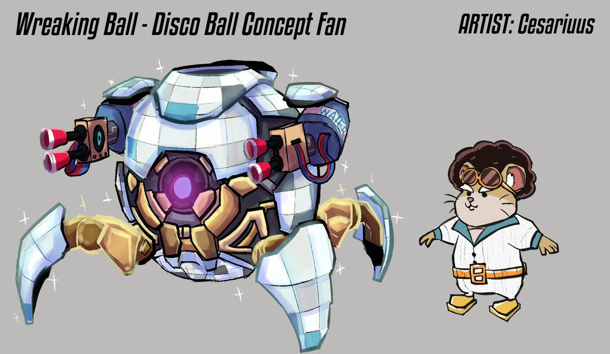 Cesariuus_art's tweet photo. Wreaking Ball- Disco ball concept fan 🪩 

Wrecking Ball is ready to spin and show that he can be the champion on the dance floor! 🕺

Disco Pile-driver Effect  🪩
Switching to their ultimate ability voice line! 🗣️
#OverwatcFanart #overwatch #drawingㅤㅤ https://t.co/W5NzVkleSl