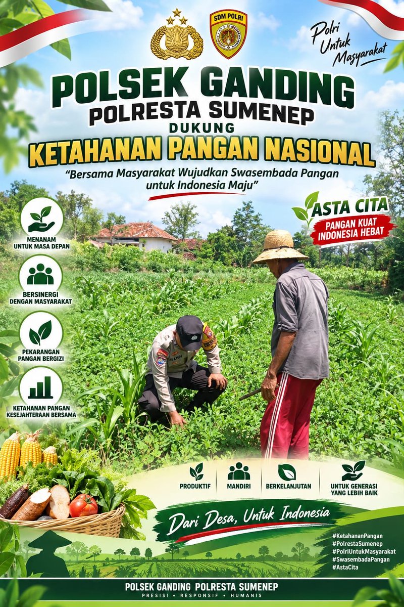 Kresna063's tweet photo. #astacita
#polripresisi
#polriuntukmasyarakat
#swasembadapangan
#ketahananpangan
#ketahananpanganpoldajatim 
#ssdmpolri
#divhumaspolri 
#birosdmpoldajatim #bidhumaspoldajatim #polrestasumenep
#kabupatensumenep https://t.co/haJoBJ2ye9
