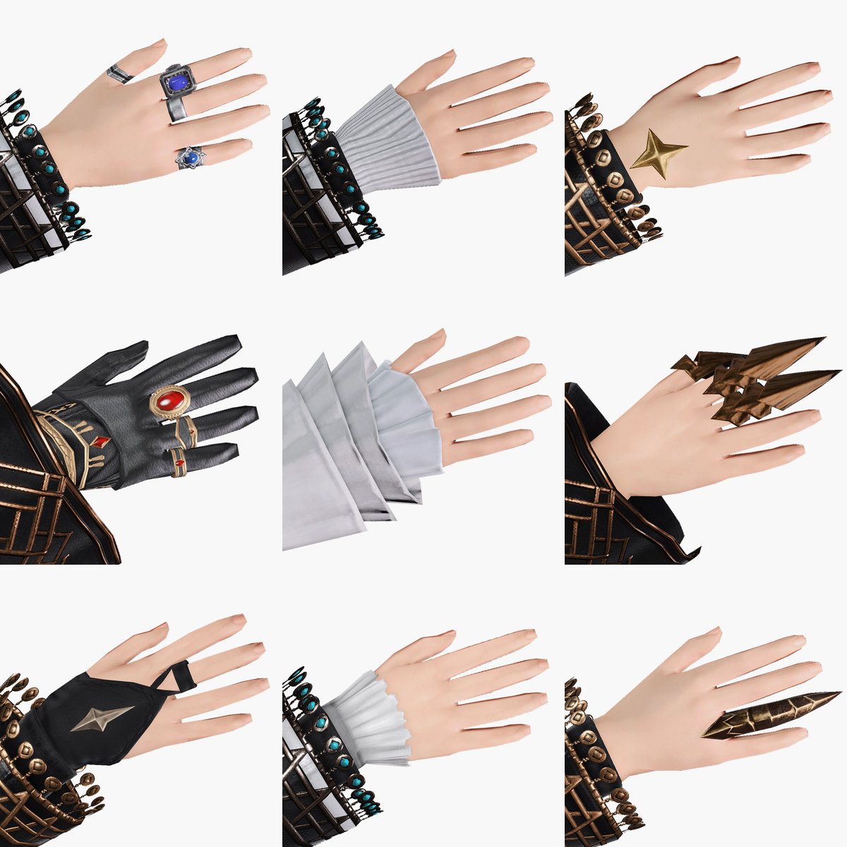 arasisyoku's tweet photo. My friend said she wanted to play a glove guessing game, so I picked out some gloves that look completely different when partially hidden by clothing and sent them to her. 
#FF14SS https://t.co/VRdfyd2Kly