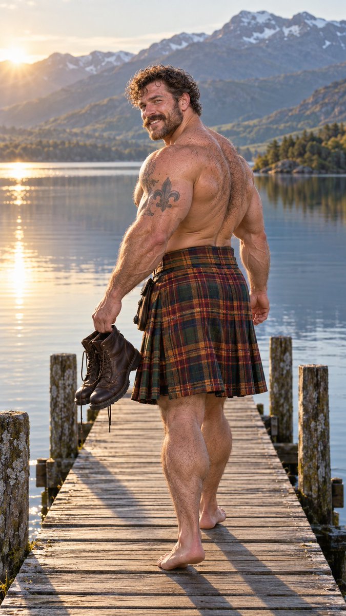 CharmingMalay's tweet photo. Highland Romance. Come explore what's under the tartan ... #fyp #muscles #kilts #scottishhighland #aiart https://t.co/kkW23agdjX