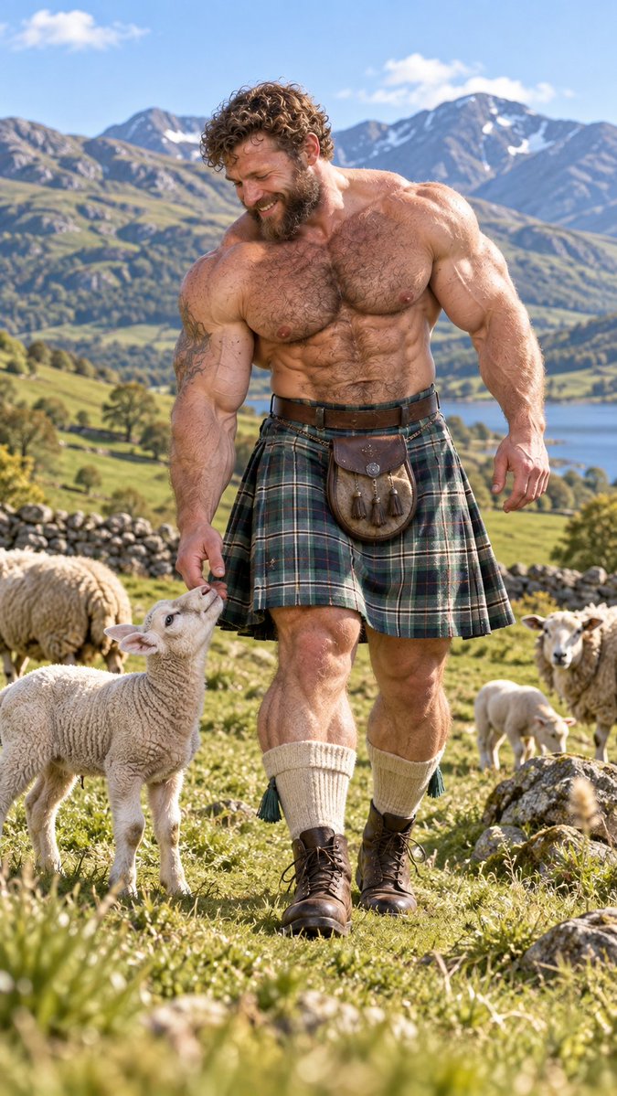 CharmingMalay's tweet photo. Highland Romance. Come explore what's under the tartan ... #fyp #muscles #kilts #scottishhighland #aiart https://t.co/kkW23agdjX