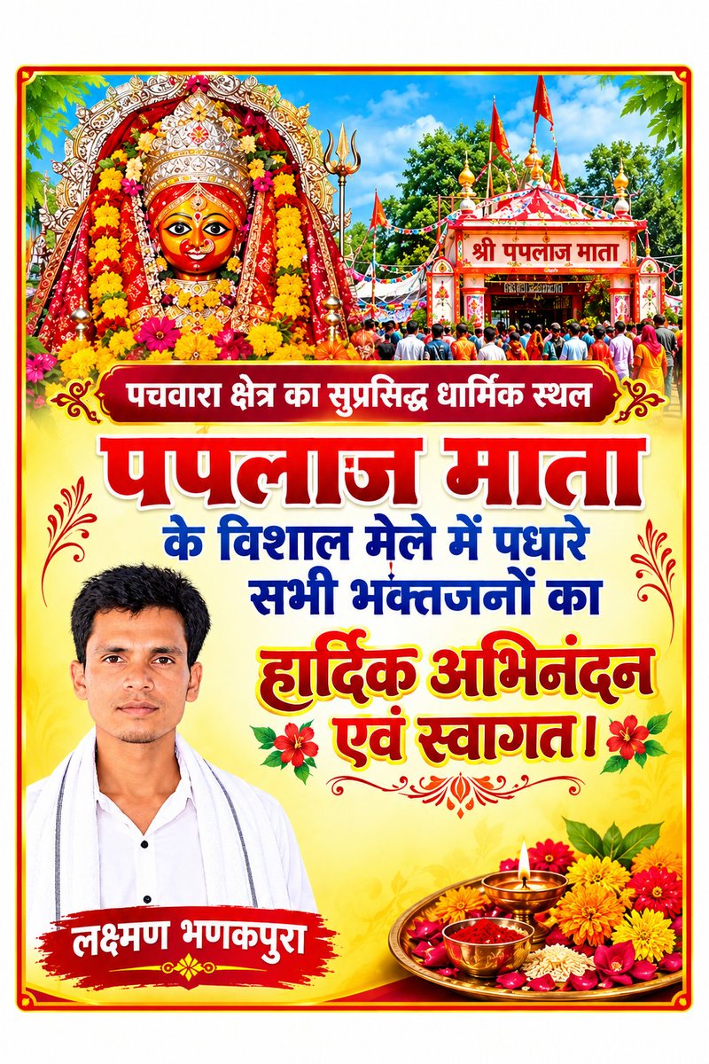 Laxman034671's tweet photo. पचवारा क्षेत्र का सुप्रसिद्ध धार्मिक स्थल
पपलाज माता के विशाल मेले में पधारे सभी भक्तजनों का हार्दिक अभिनंदन एवं स्वागत। https://t.co/PqgN5XlTKh