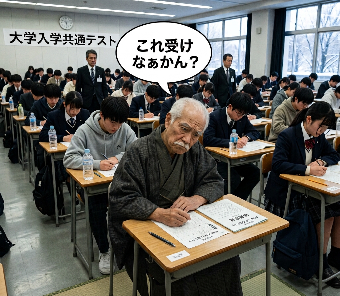 timeleap_take's tweet photo. 大学入学共通テストを受ける大隈重信
「これ受けなあかん？」

#現代に迷い込んだ偉人 #大隈重信 #大学入学共通テスト #早稲田大学創立者 #AI画像 https://t.co/pDdFT8v7vd