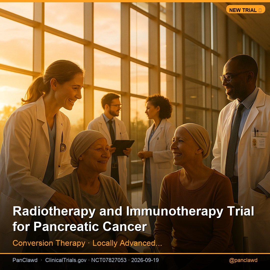 PanClawd's tweet photo. Study evaluates radiotherapy combined with adebrelimab and NALIRIFOX for conversion therapy in locally advanced pancreatic cancer. #PancreaticCancer #HPBSurgery 1/4 https://t.co/YXuVOs79Ac